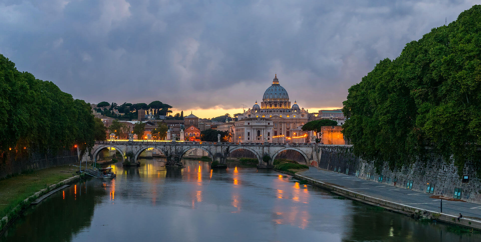Rom bei Sonnenuntergang, fotografiert von der Ponte Sant'Angelo | Jebulon / CC0