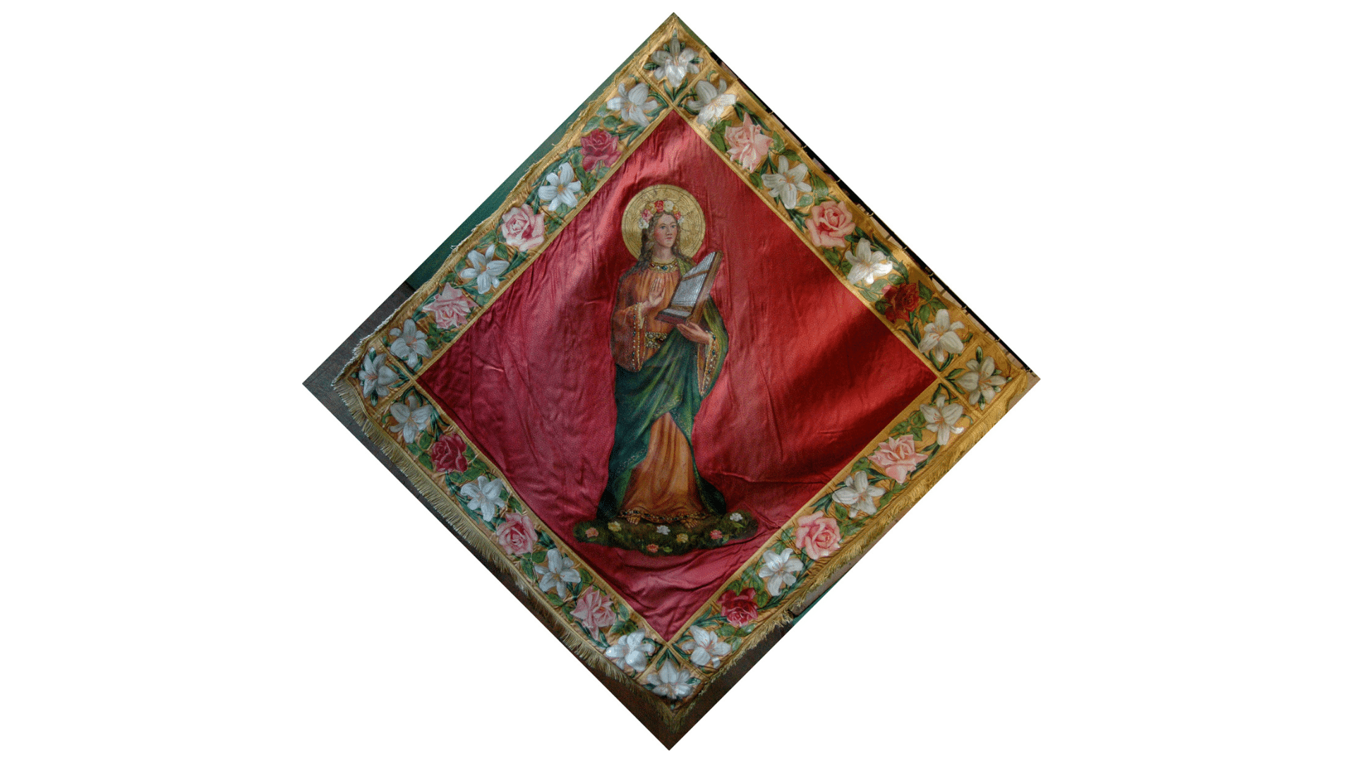 Die heilige Cäcilia auf einer Fahne aus dem Jahr 1929 | Sciarinen 19:04, 5 April 2007 (UTC), Public domain, via Wikimedia Commons